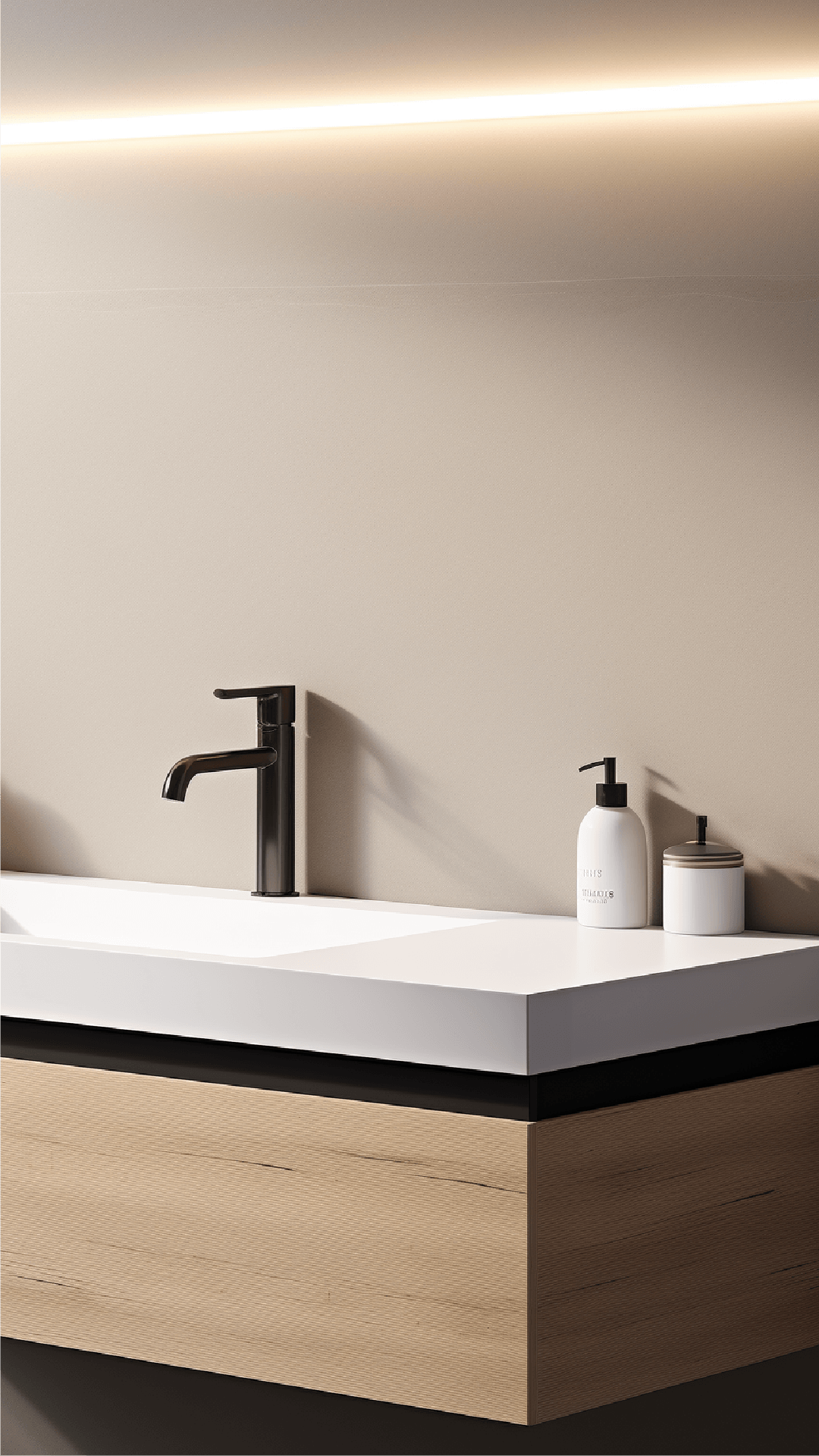 Un mueble de baño minimalista de alta calidad, que combina diseño elegante con funcionalidad superior, ofreciendo un espacio de almacenamiento organizado y un estilo atemporal para realzar cualquier ambiente de baño con un toque de sofisticación.