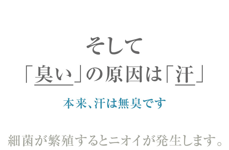 ニオイの原因は汗であることの説明図(本来、汗は無臭)