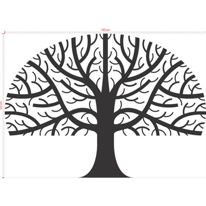 Adesivo Decorativo - Árvore 002 - Tamanho: 140x100 cm - Preto