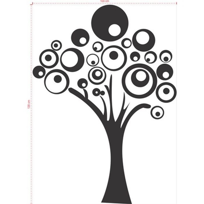 Adesivo Decorativo - Árvore 005 - Tamanho: 100x138 cm - Preto