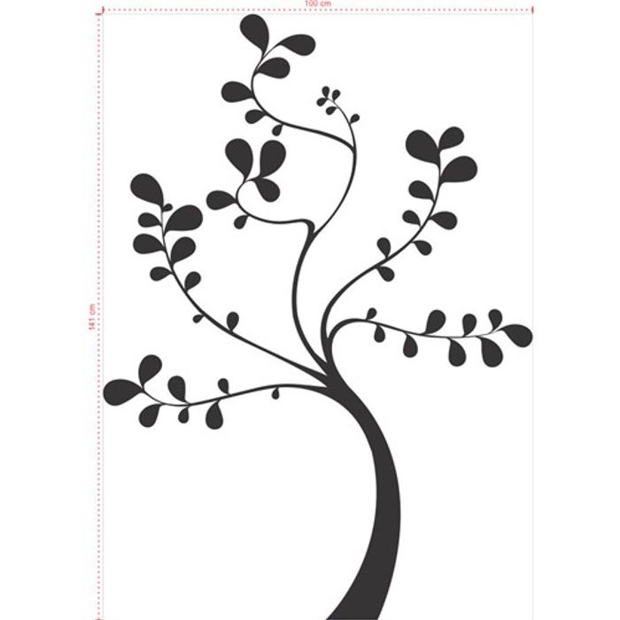 Adesivo Decorativo - Árvore 006 - Tamanho: 100x141 cm - Preto