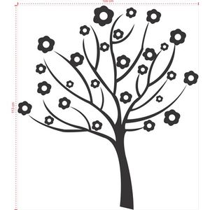 Adesivo Decorativo - Árvore 007 - Tamanho: 100x113 cm - Preto