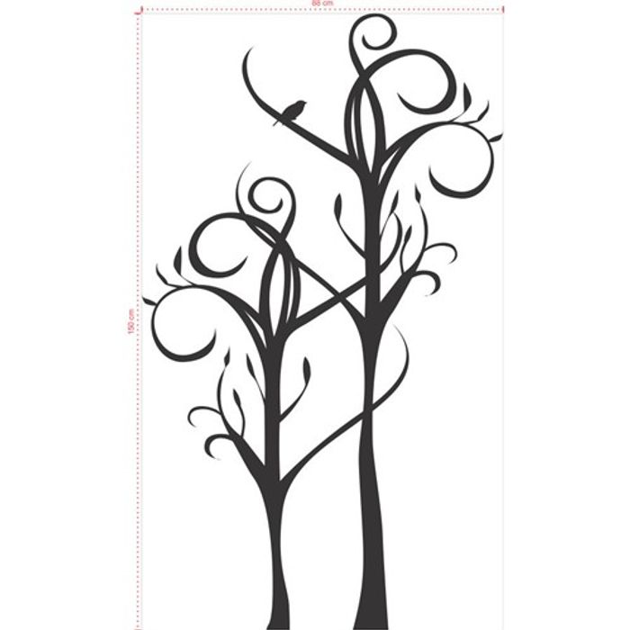 Adesivo Decorativo - Árvore 009 - Tamanho: 88x150 cm - Preto