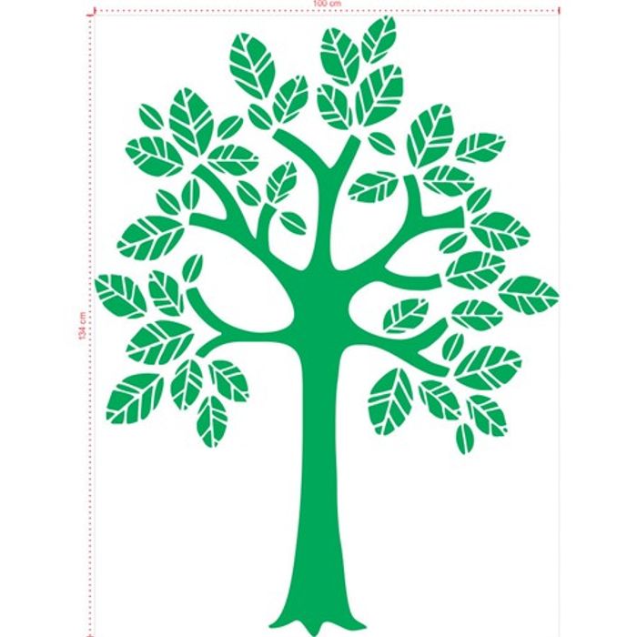 Adesivo Decorativo - Árvore 010 - Tamanho: 100x134 cm - Verde
