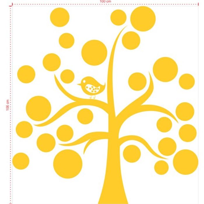 Adesivo Decorativo - Árvore 012 - Tamanho: 100x106 cm - Amarelo Ouro
