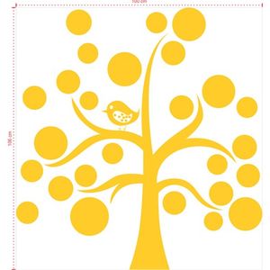 Adesivo Decorativo - Árvore 012 - Tamanho: 100x106 cm - Amarelo Ouro