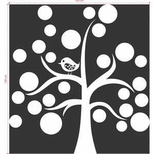 Adesivo Decorativo - Árvore 012 - Tamanho: 100x106 cm - Branco