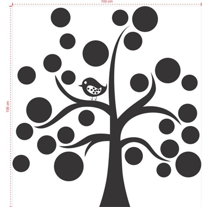 Adesivo Decorativo - Árvore 012 - Tamanho: 100x106 cm - Preto