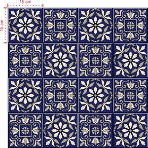 Adesivo Decorativo - Azulejo 001 (Kit) - Tamanho: 15x15 cm - 16 unidades