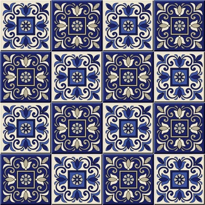 Adesivo Decorativo - Azulejo 002 (Kit) - Tamanho: 15x15 cm - 16 unidades