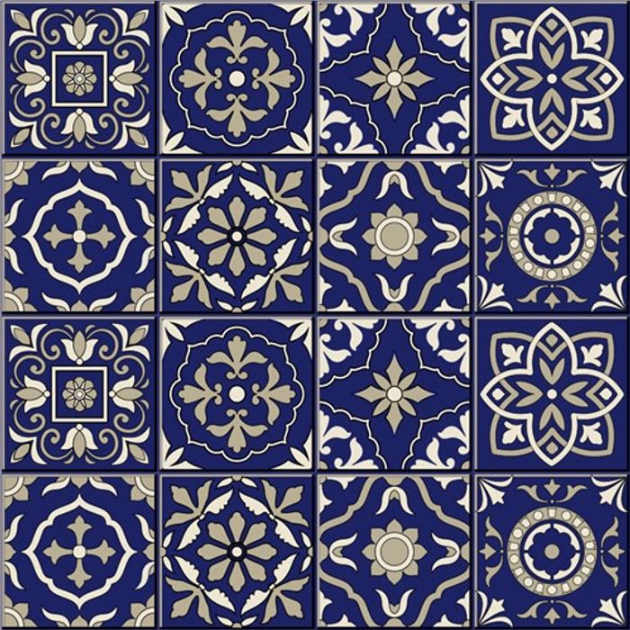 Adesivo Decorativo - Azulejo 003 (Kit) - Tamanho: 15x15 cm - 16 unidades