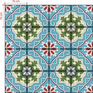 Adesivo Decorativo - Azulejo 013 (Kit) - Tamanho: 20x20 cm - 16 unidades