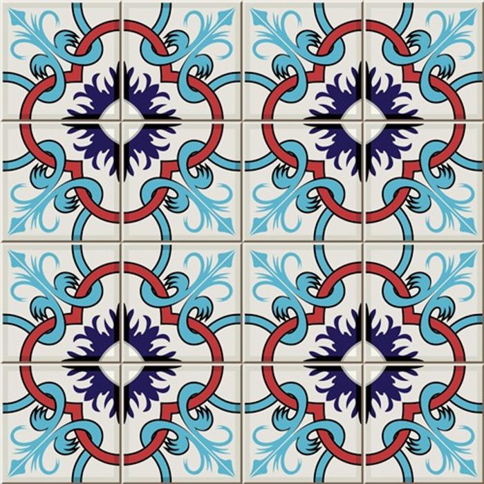 Adesivo Decorativo - Azulejo 014 (Kit) - Tamanho: 15x15 cm - 16 unidades