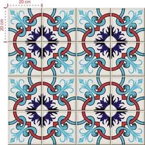 Adesivo Decorativo - Azulejo 014 (Kit) - Tamanho: 15x15 cm - 16 unidades