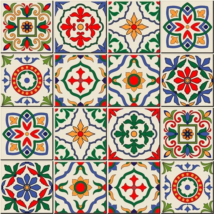 Adesivo Decorativo - Azulejo 016 (Kit) - Tamanho: 15x15 cm - 16 unidades