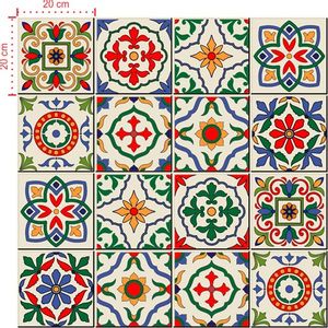 Adesivo Decorativo - Azulejo 016 (Kit) - Tamanho: 15x15 cm - 16 unidades