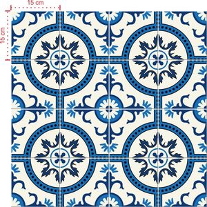 Adesivo Decorativo - Azulejo 020 (Kit) - Tamanho: 15x15 cm - 16 unidades