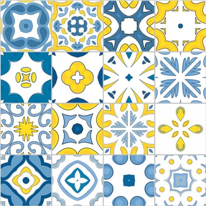 Adesivo Decorativo - Azulejo 026 (Kit) - Tamanho: 15x15 cm - 16 unidades