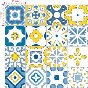 Adesivo Decorativo - Azulejo 026 (Kit) - Tamanho: 15x15 cm - 16 unidades