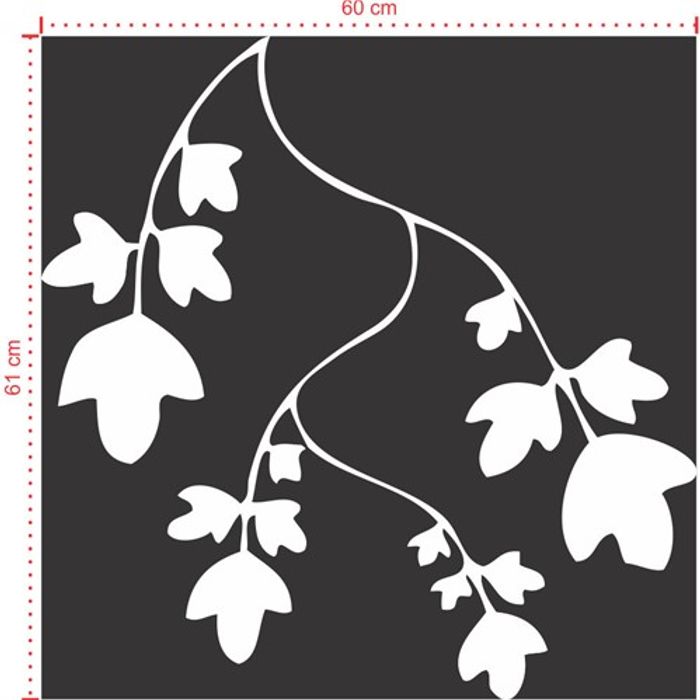 Adesivo Decorativo - Floral 001 - Tamanho: 60x61 cm - Branco