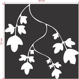 Adesivo Decorativo - Floral 001 - Tamanho: 60x61 cm - Preto