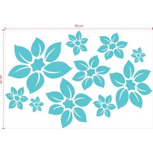 Adesivo Decorativo - Floral 003 - Tamanho: 90x60 cm - Azul Céu