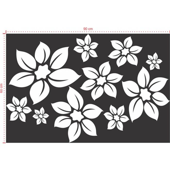 Adesivo Decorativo - Floral 003 - Tamanho: 90x60 cm - Branco