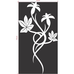 Adesivo Decorativo - Floral 005 - Tamanho: 60x110 cm - Preto