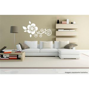 Adesivo Decorativo - Floral 006 - Tamanho: 105x60 cm - Cinza