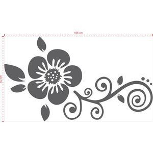 Adesivo Decorativo - Floral 006 - Tamanho: 105x60 cm - Preto