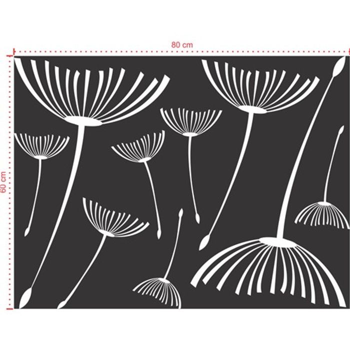 Adesivo Decorativo - Floral 008 - Tamanho: 80x60 cm - Branco
