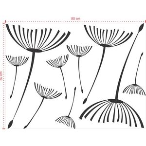 Adesivo Decorativo - Floral 008 - Tamanho: 80x60 cm - Preto