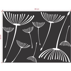 Adesivo Decorativo - Floral 008 - Tamanho: 80x60 cm - Preto