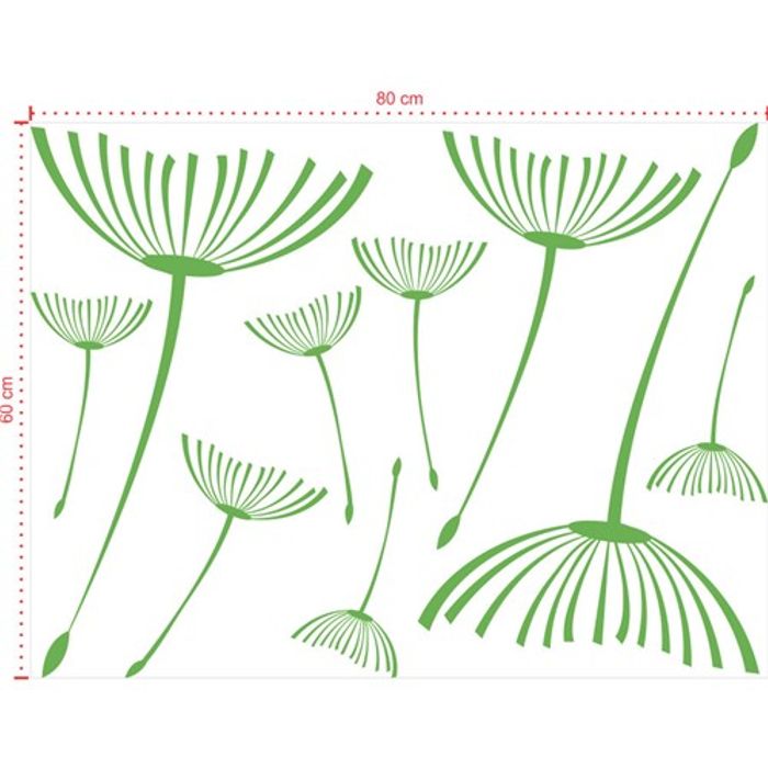 Adesivo Decorativo - Floral 008 - Tamanho: 80x60 cm - Verde