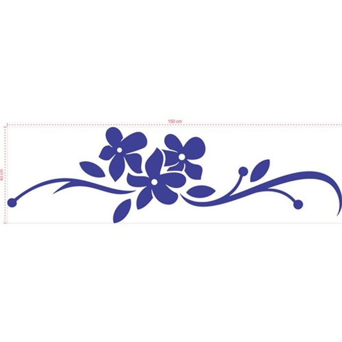 Adesivo Decorativo - Floral 012 - Tamanho: 150x43 cm - Azul