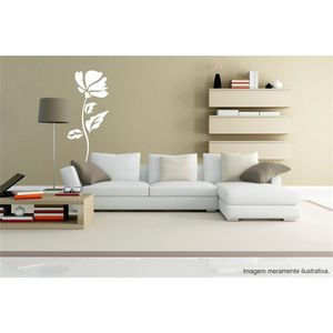 Adesivo Decorativo - Floral 013 - Tamanho: 60x128 cm - Branco