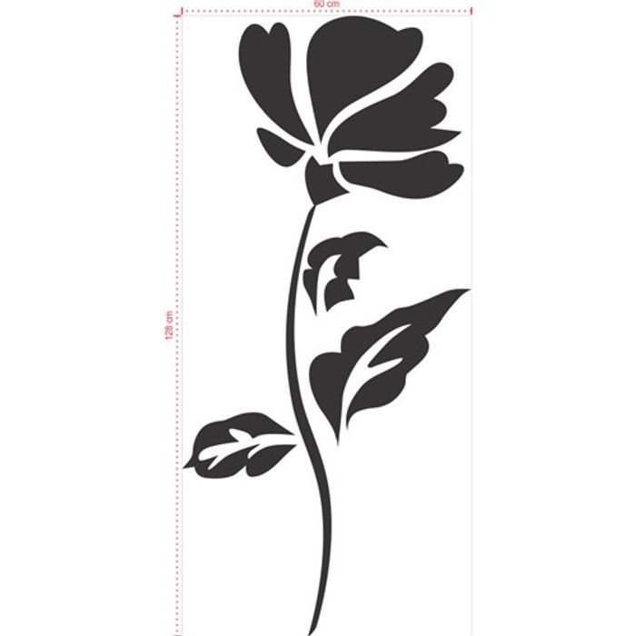 Adesivo Decorativo - Floral 013 - Tamanho: 60x128 cm - Preto