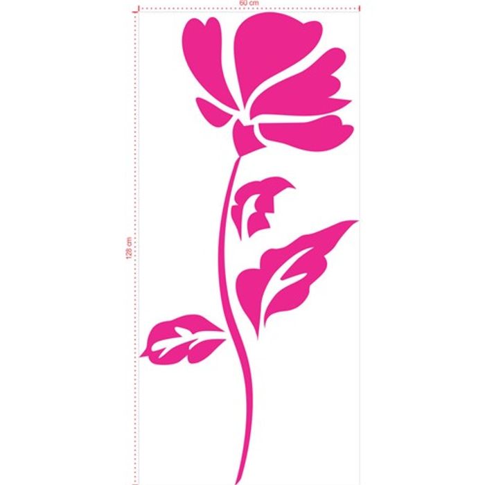 Adesivo Decorativo - Floral 013 - Tamanho: 60x128 cm - Rosa