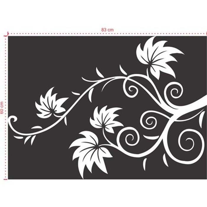 Adesivo Decorativo - Floral 014 - Tamanho: 83x60 cm - Branco