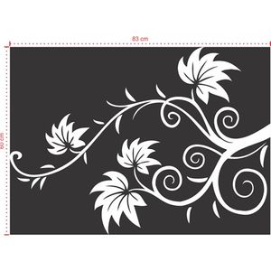 Adesivo Decorativo - Floral 014 - Tamanho: 83x60 cm - Cinza