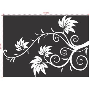 Adesivo Decorativo - Floral 014 - Tamanho: 83x60 cm - Preto