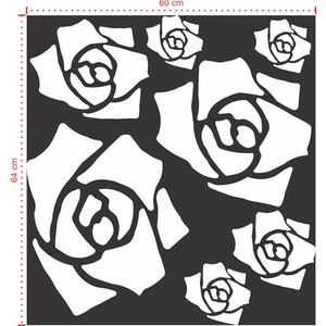 Adesivo Decorativo - Floral 015 - Tamanho: 60x64 cm - Branco