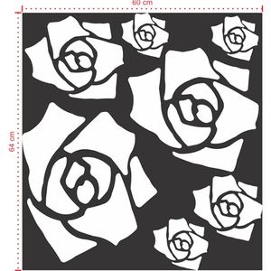 Adesivo Decorativo - Floral 015 - Tamanho: 60x64 cm - Preto