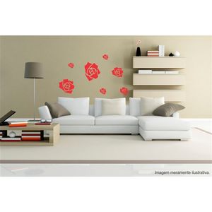 Adesivo Decorativo - Floral 015 - Tamanho: 60x64 cm - Vermelho