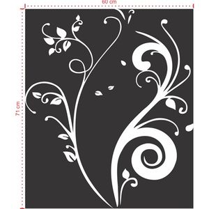 Adesivo Decorativo - Floral 016 - Tamanho: 60x71 cm - Branco