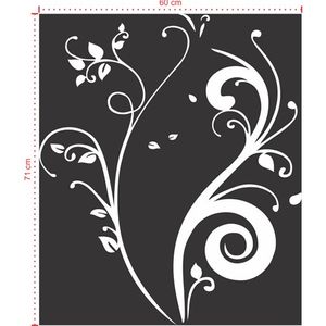 Adesivo Decorativo - Floral 016 - Tamanho: 60x71 cm - Preto