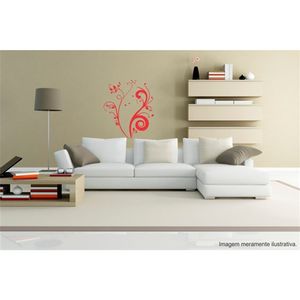 Adesivo Decorativo - Floral 016 - Tamanho: 60x71 cm - Vermelho