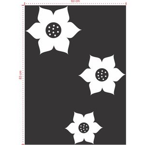 Adesivo Decorativo - Floral 017 - Tamanho: 60x83 cm - Preto
