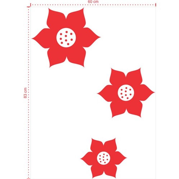 Adesivo Decorativo - Floral 017 - Tamanho: 60x83 cm - Vermelho