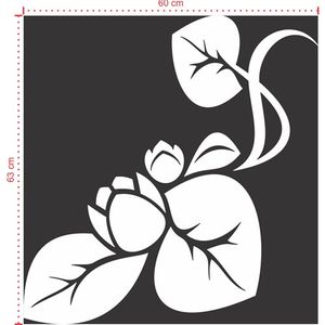 Adesivo Decorativo - Floral 018 - Tamanho: 60x63 cm - Preto